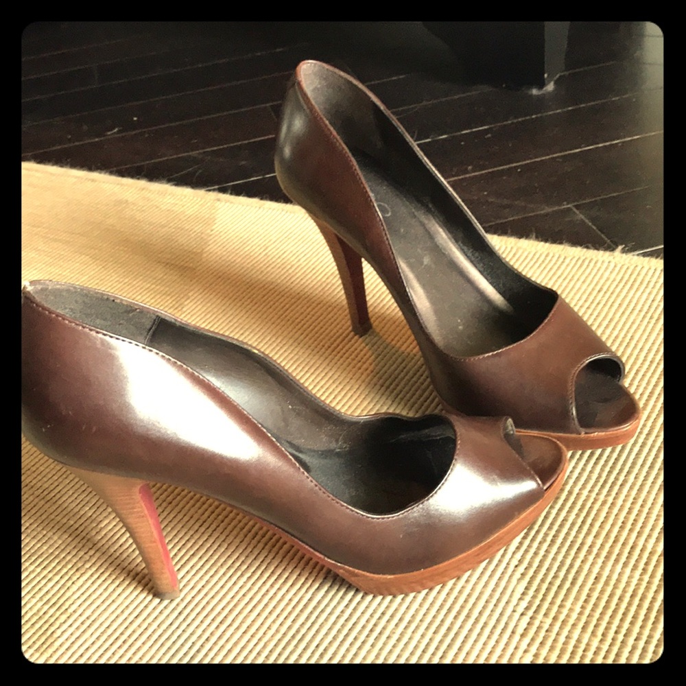 Aldo brown peep toe leather heels.  Size 38